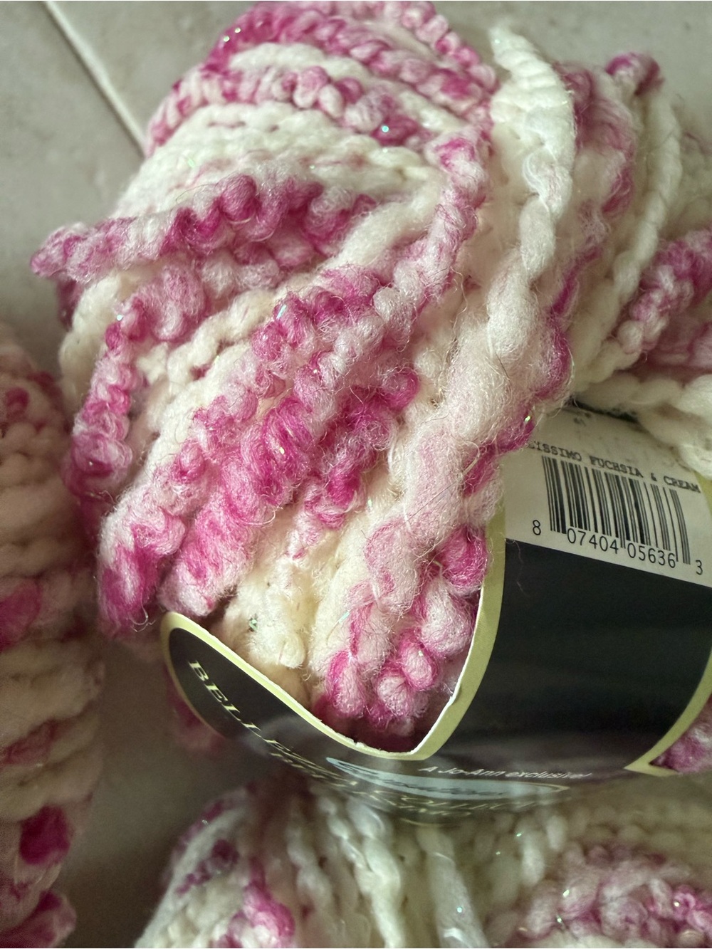 Sensations Bellezza Collection Bellissimo Wool Blend Yarn - Fuchsia & Cream - Picture 12 of 12